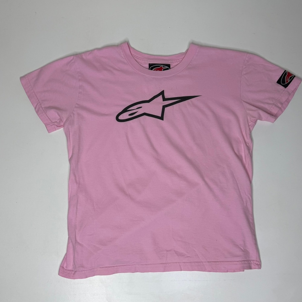 Alpinestars Racing Ahead Pink Graphic T-Shirt Womens Large Short Sleeve Logo Tee